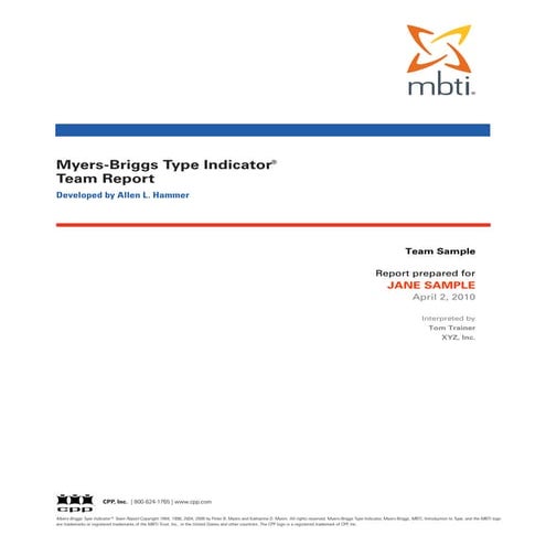 MBTI® Team Report - Sample