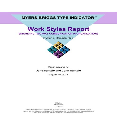 MBTI Work Styles Report