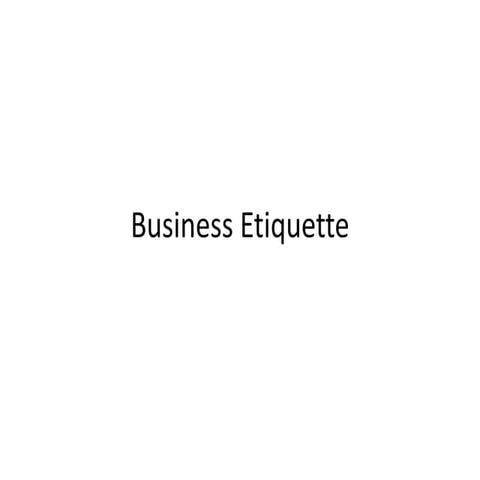Management Communication. Business Etiquette
