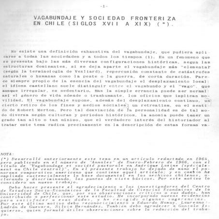 Vagabundaje y sociedad fronteriza en Chile (siglos XVII a XIX) Góngora 