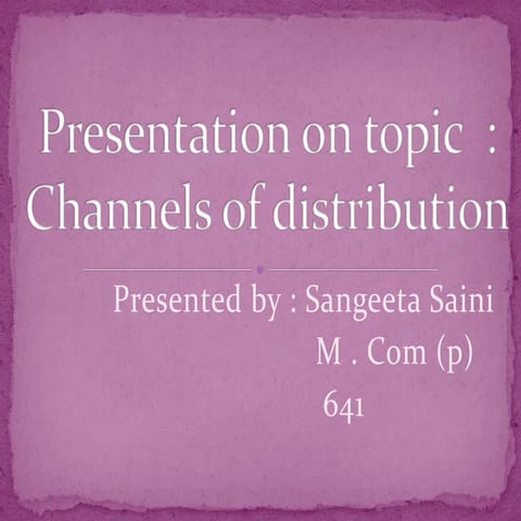 channels of distribution