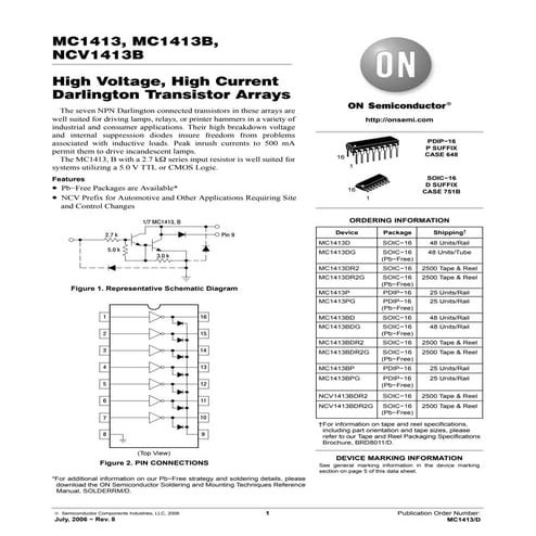 Original NPN Darlington Transistor MC1413DR2G 1413DR2G NCV1413BDG 1413BDG 141...