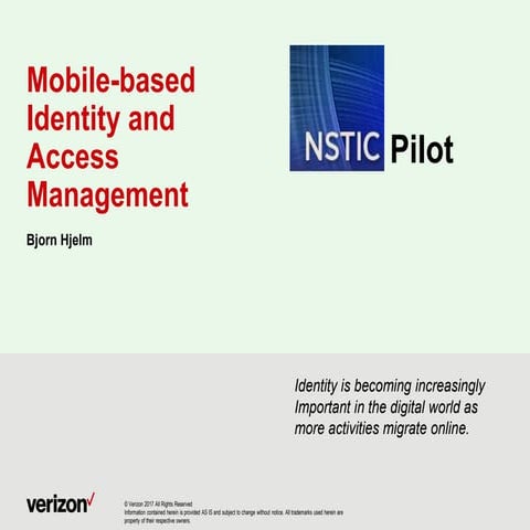 NSTIC Panel on Mobile-based Identity and Access Management