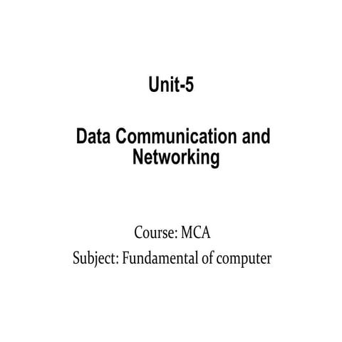 Mca i-u-5 data communication and network