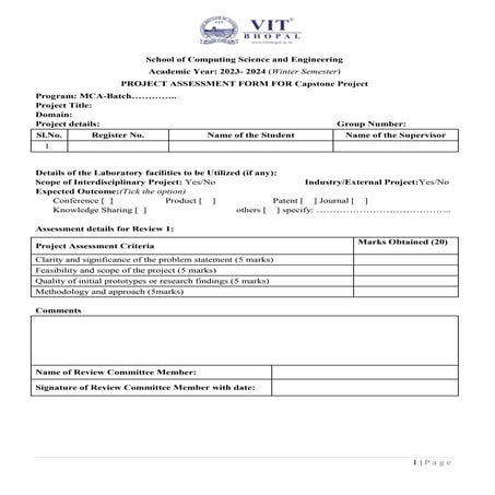 MCA- Project Work Area, Title Identification & supervisor allotment (1 ...