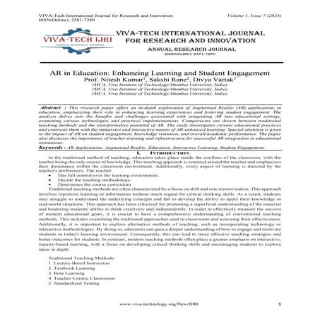 AR in Education: Enhancing Learning and Student Engagement | PDF