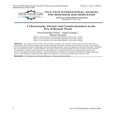 Cybersecurity Threats and Countermeasures in the Era of Remote Work | PDF