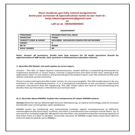 Mca3050  advanced computer networks