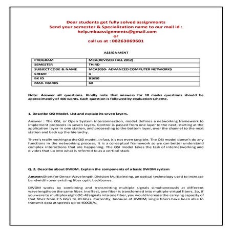 Mca3050  advanced computer networks