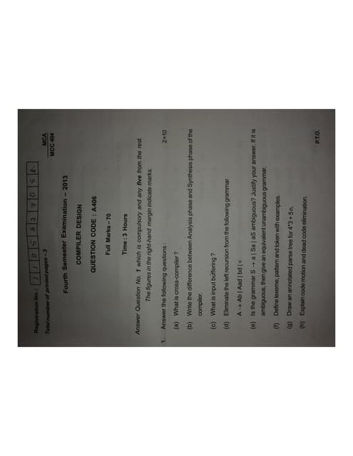 BPUT MCA 4th sem 2013