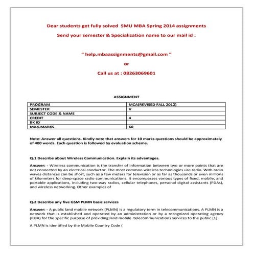 Mca5032  wireless and mobile communication