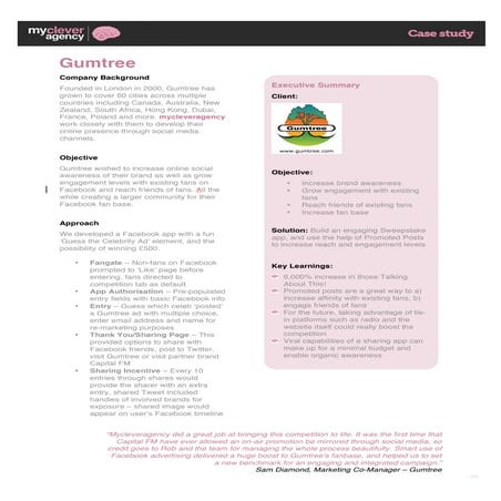 Case Study - Gumtree, Facebook Sweepstakes