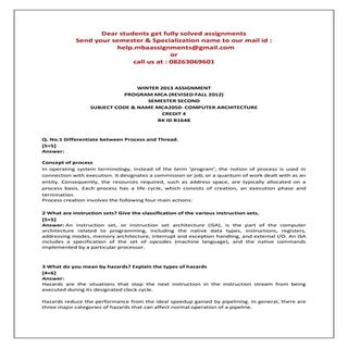 Mca winter 2013 2nd sem