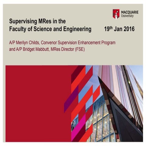 Supervising MRes in the Faculty of Science and Engineering