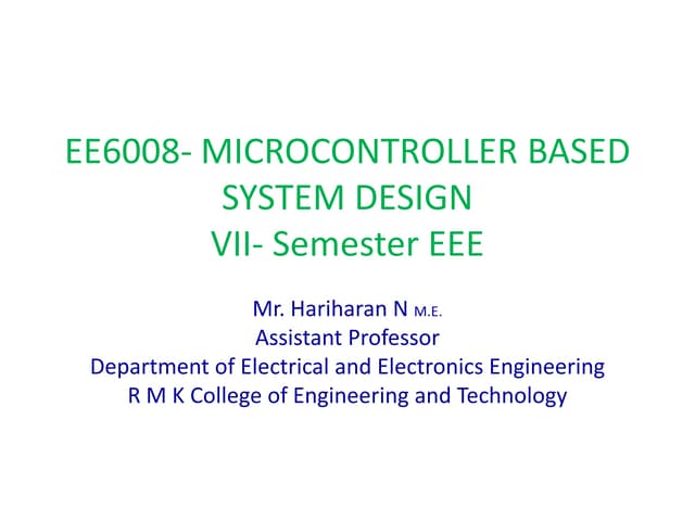 EE6008 MCBSD - Introduction to PIC Micro controller 