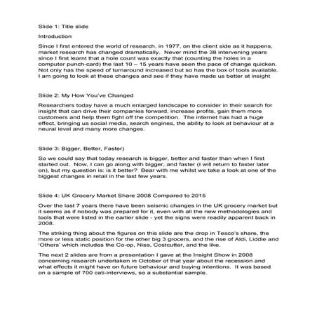 Are we happy with the route research is taking? (Commentary Notes)