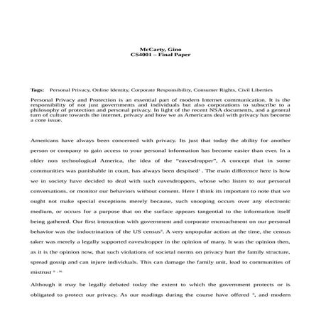 CS4001 Final Ethics Paper