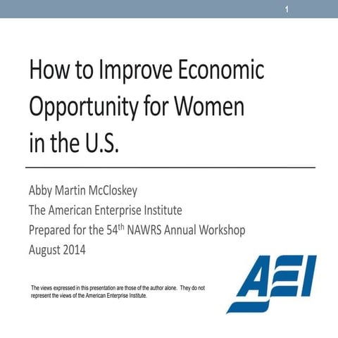 How to improve economic opportunity for women in the US
