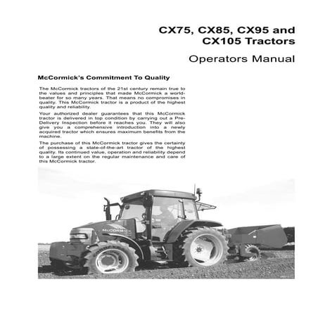 Mc cormick cx85 tractor operator manual