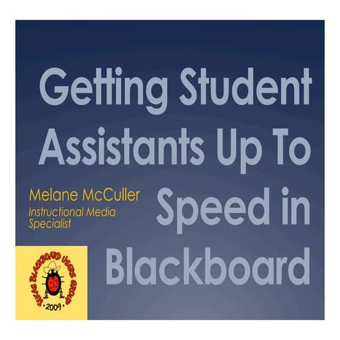 Getting Student Assistants Up to Speed -McCuller