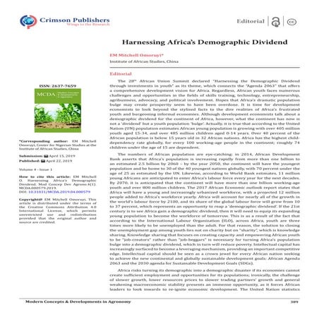 Harnessing Africa’s Demographic Dividend