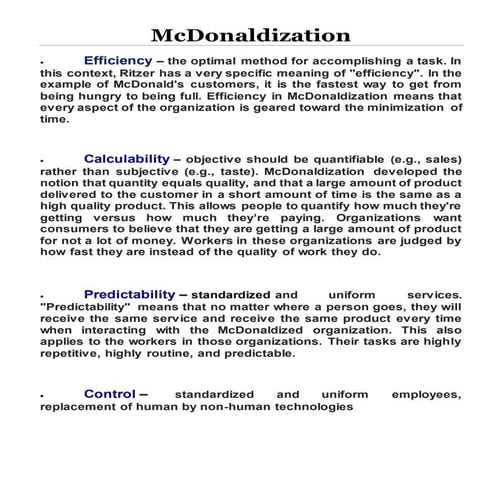 Mc donaldization of society(final) | PPT