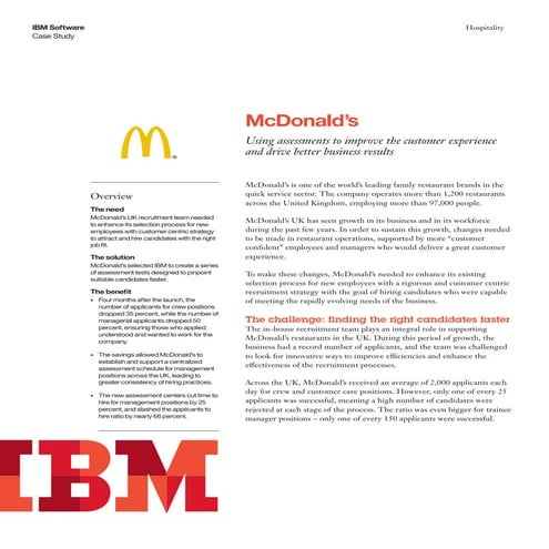 Mcdonalds - Using assessments to improve the customer experience and drive better business results