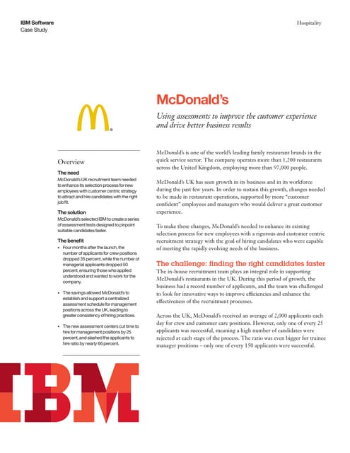 Mc donalds Recruitment Case Study | PDF