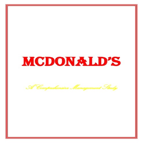 Mc donald's -  Comprehensive management review of McDonald in Pakistan