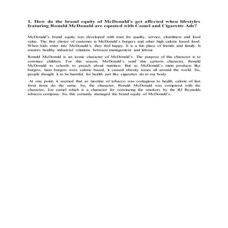  Summary Mc donald's and obesity