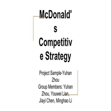 Mcdonald's competitive strategy