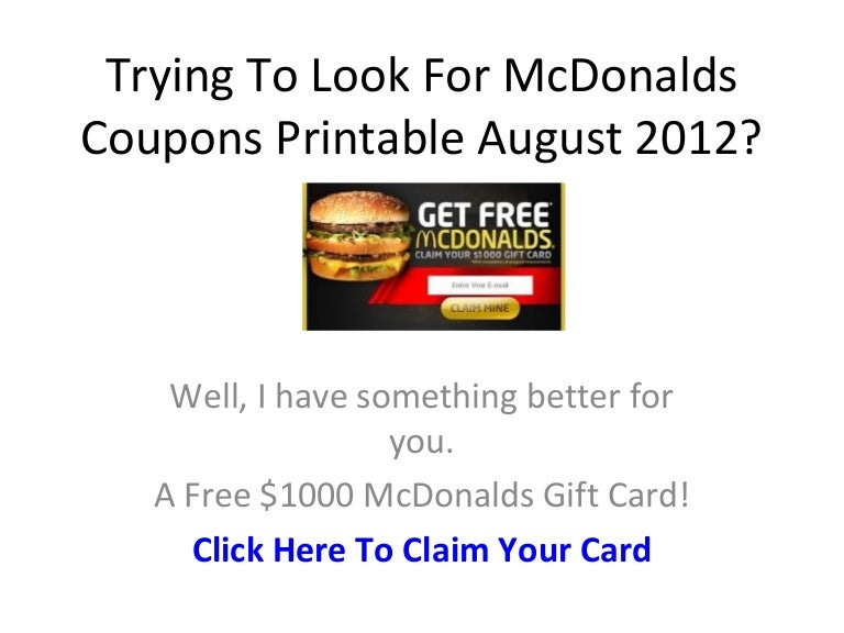McDonalds Coupons Printable August 2012