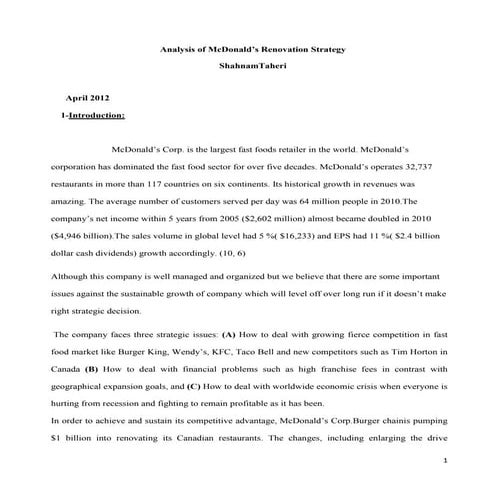 McDonald's Strategic Analysis