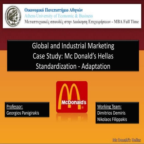 Mc Donald's Global Standardization Adaptation 