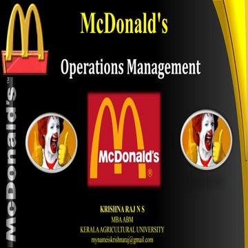 McDonalds - OPERATIONS MANAGMENT