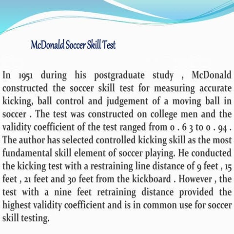 Mc donald soccer skill test