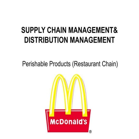 Supply chain management of McDonalds