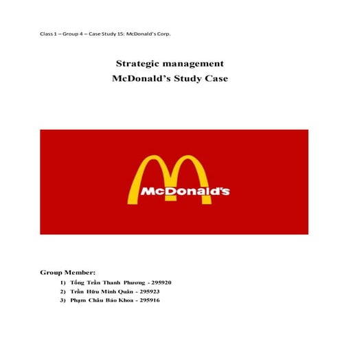 Mc's Donald s study case - Tran Huu Minh Quan - 11BSM4