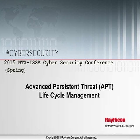 NTXISSACSC2 - Advanced Persistent Threat (APT) Life Cycle Management Monty Mc...