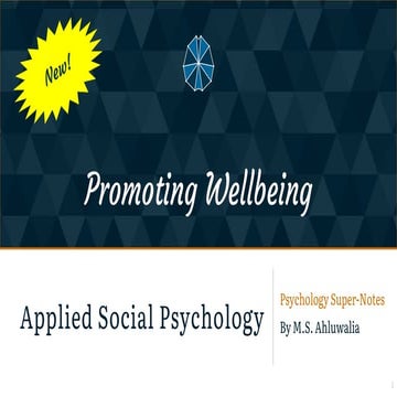 Promoting Wellbeing - Applied Social Psychology - Psychology SuperNotes