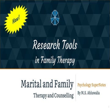 Research Tools in Family Therapy - Marital and Family Therapy and Counselling...