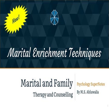 Marital Enrichment Techniques - Marital and Family Therapy and Counselling - ...