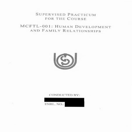 IGNOU Sample Practical File for MCFTL001 Human Development and Family Relatio...