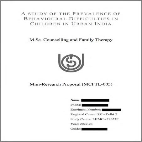 IGNOU Sample Practical File for MCFTL005 Mini-Research Proposal MS