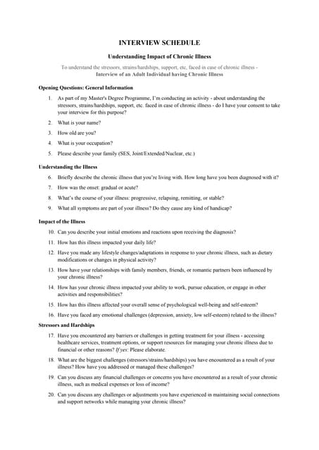 A closer look at Interviewing Strategies For People With Chronic Illness