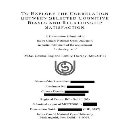 IGNOU Sample Dissertation File for MCFTP002  MS