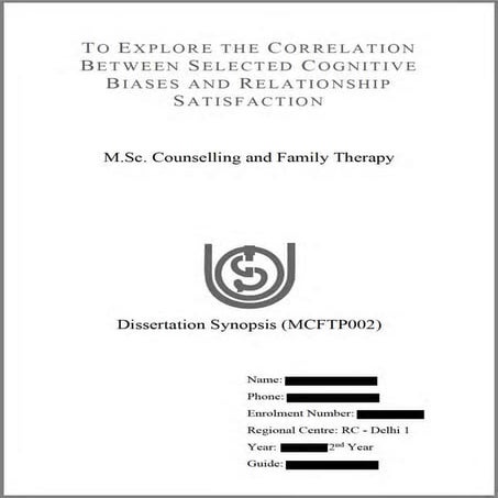 IGNOU Sample Synopsis File for MCFTP002 Synopsis MS