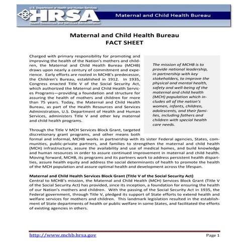 MCHB Fact Sheet