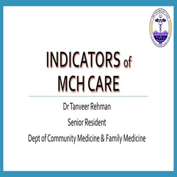 MCH Care Indicators