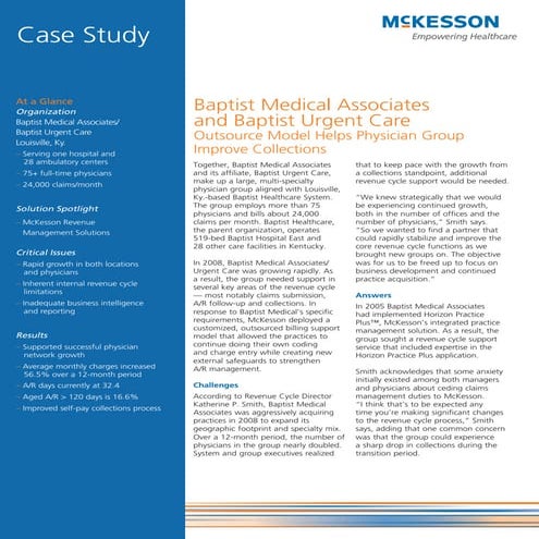 Baptist Medical Associates and Baptist Urgent Care Outsource Model Helps Phys...